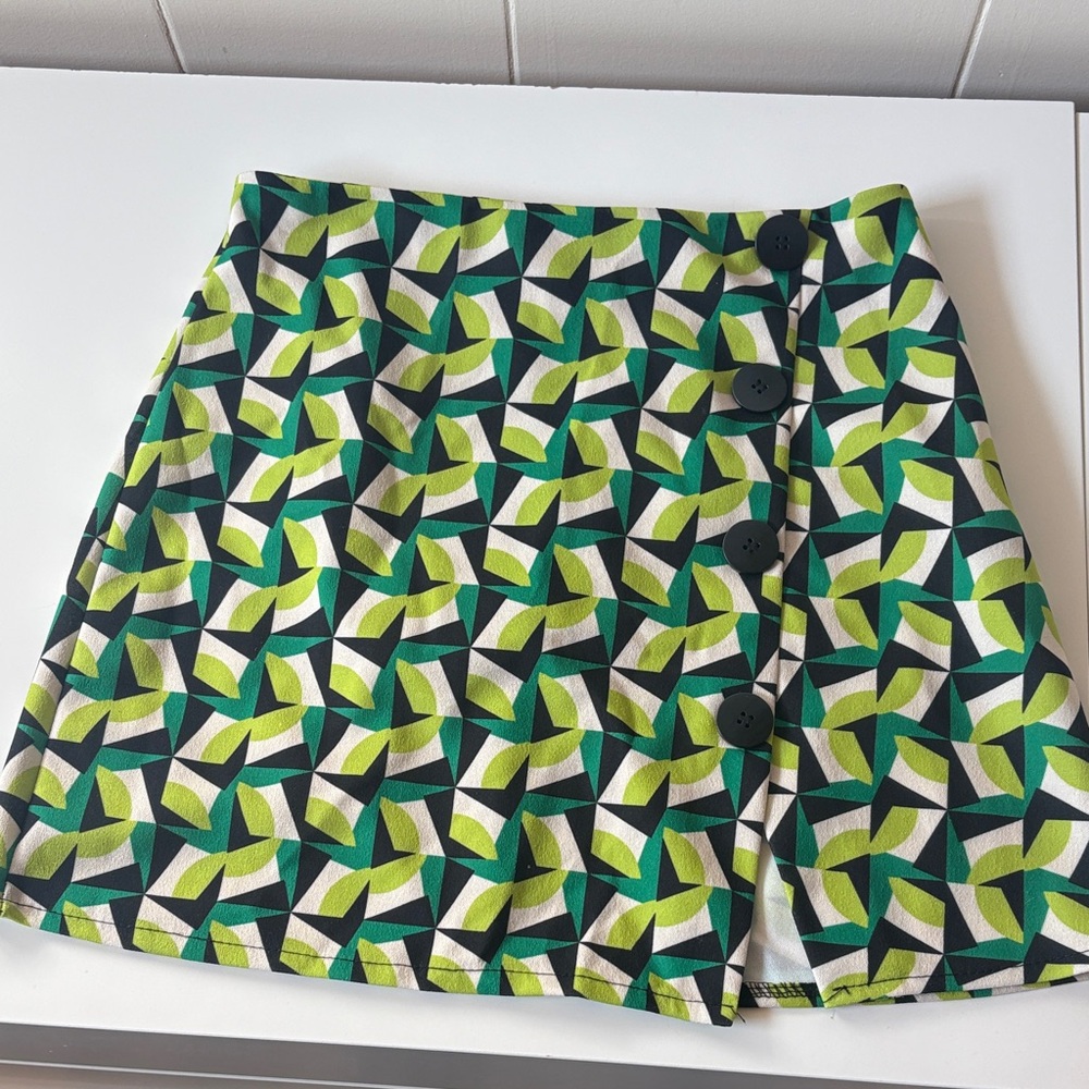 Boohoo Geometric Green Skort